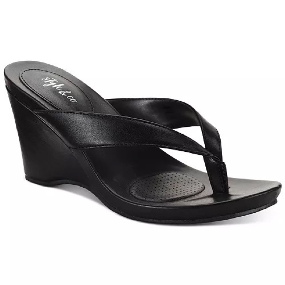 Style & Co. Shoes - Thong Wedge Sandals